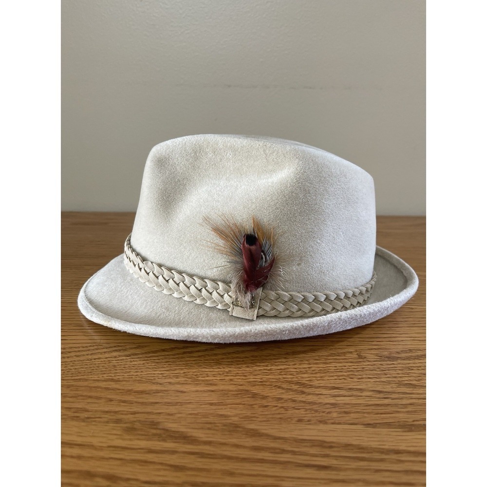 Vintage 1960's Men's Stetson Taupe Felt Fur Fedora Hat Size 7 1/8 Retro